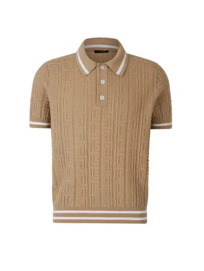 Balmain Pb Labyrinth Polo Shirt In Beige