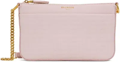 Balmain Pink 1945 Soft Zipped Mini Bag In 4ao Rose Clair