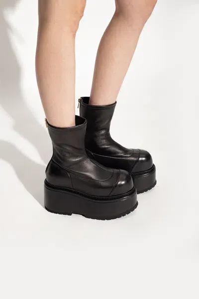 Balmain Platform Ankle Boots In Black