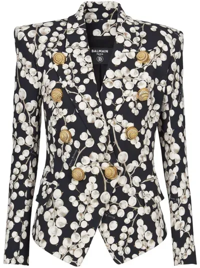 Balmain Printed Blazer In Black