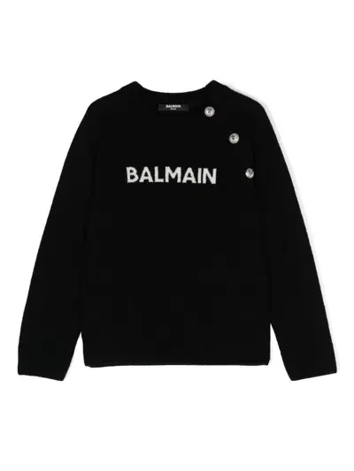 Balmain Kids' Logo-embroidered Sweater In Black