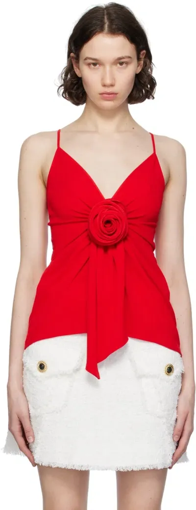 Balmain Red Floral Tank Top