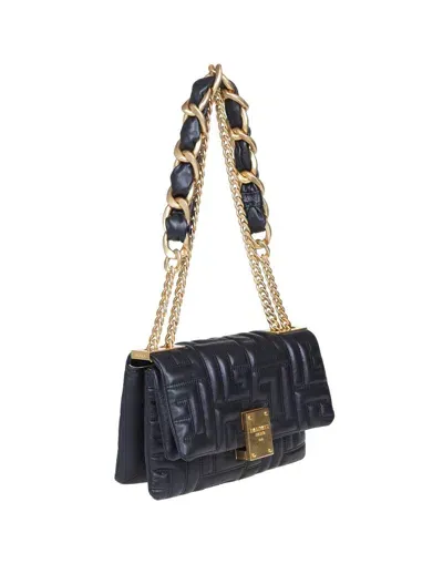 Balmain Shoulder Bag In Quilted Leather In Black