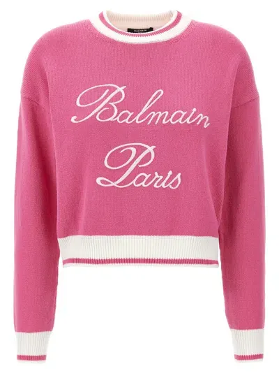 Balmain 'signature Crew Neck' Sweater In Multicolour