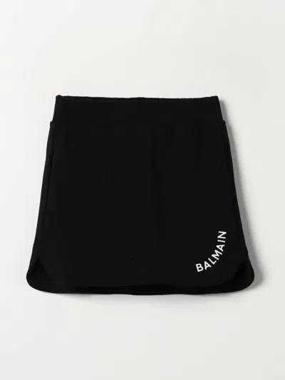 Balmain Printed Logo Cotton Sweat Skirt In Schwarz