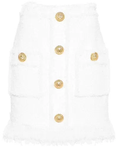 Balmain Minigonna A Vita Alta In White