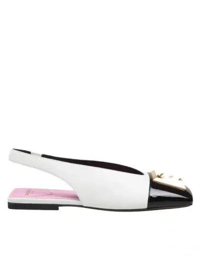 Balmain Flat Eden Leather Slingback Flats In White