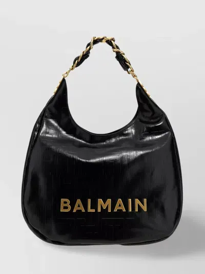 Balmain 1945 Leather Shoulder Bag In Black