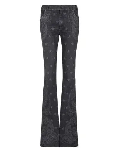 Balmain Star-print Bootcut Mid-rise Jeans In Black