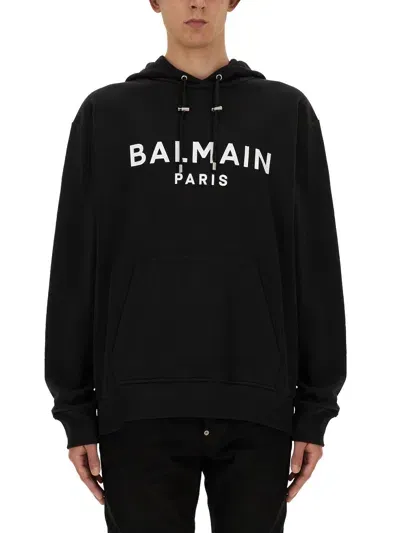 Balmain Sweatshirt With Logo In Black