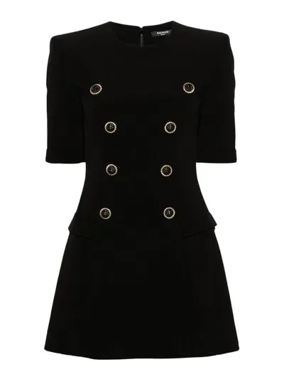 Balmain Tailored Short Dress In Negro