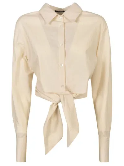 Balmain Tie Waist Cropped Plain Shirt In Default Title