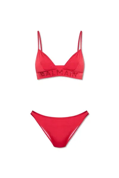 Balmain Two Piece Swimsuit In Red