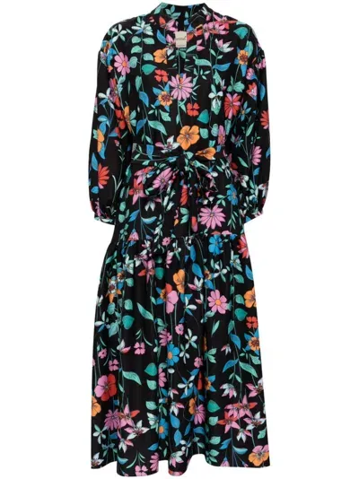 Bambah Black Hibiscus Gardenia Dress