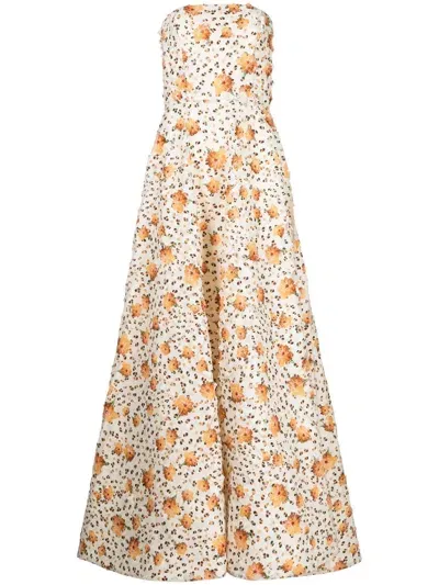 Bambah Floral Print Gown In White