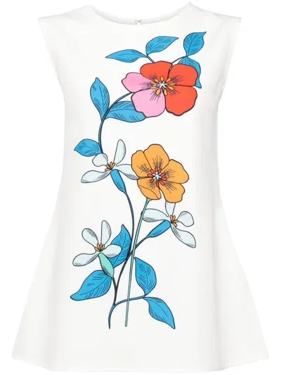 Bambah White Hibiscus Sleeveless Tunic