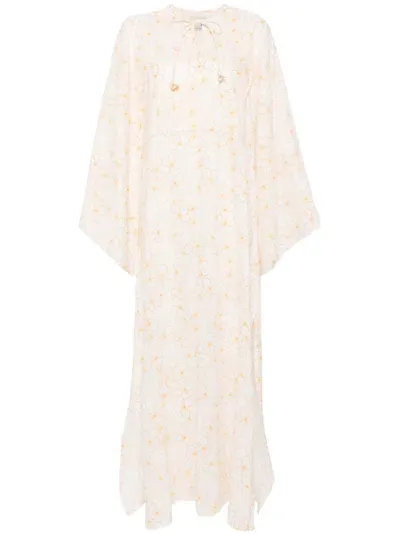 Bambah Yellow Daisy Moza Kaftan In White