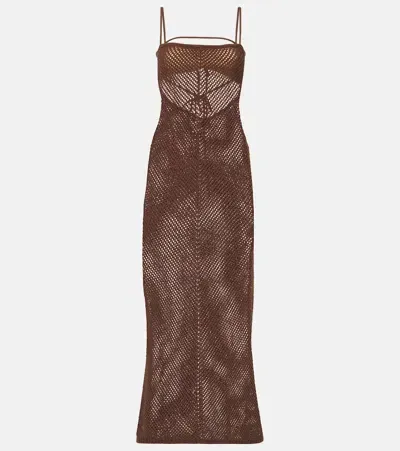 Bananhot Amelia Cotton-blend Maxi Dress In Brown