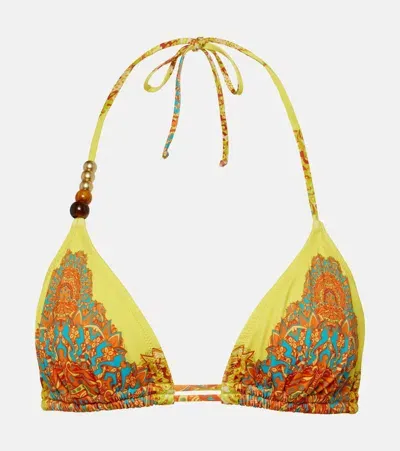 Bananhot Marilyn Printed Bikini Top In Yellow