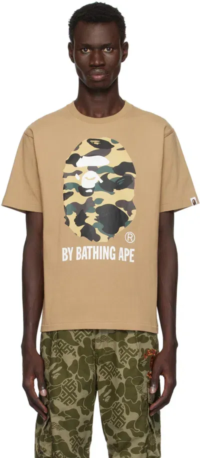 Bape Beige 1st Camo 'by Bathing Ape' T-shirt In Beige X Yellow