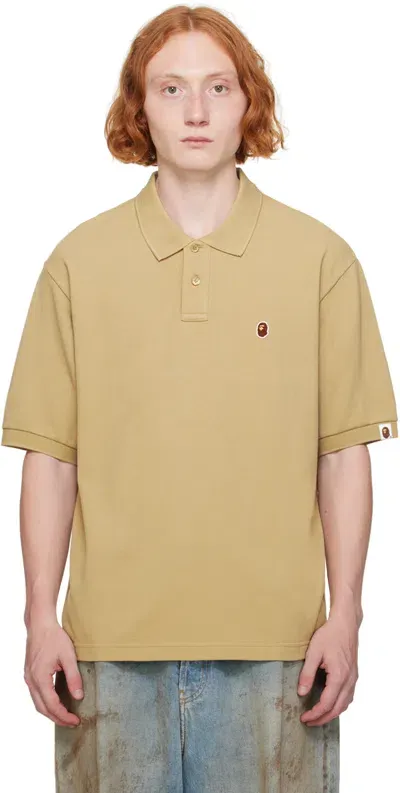 Bape Beige Ape Head One Point Polo