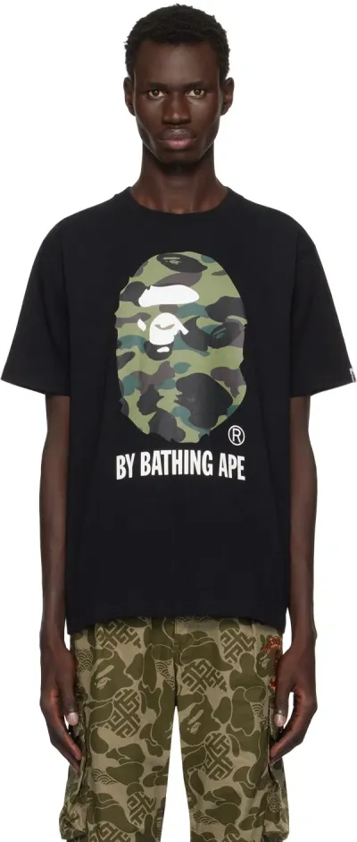 Bape Black 1st Camo 'by Bathing Ape' T-shirt In Black X Green