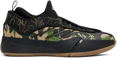 Bape Black & Beige Adidas Originals Edition Dame 9 Low Sneakers In Core Black/core Blac