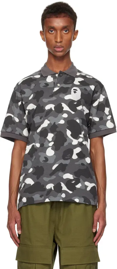 Bape Black City Camo Large Ape Head Relaxed Fit Polo