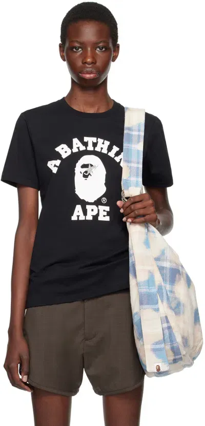 Bape Black College Crystal Stone Sta T-shirt