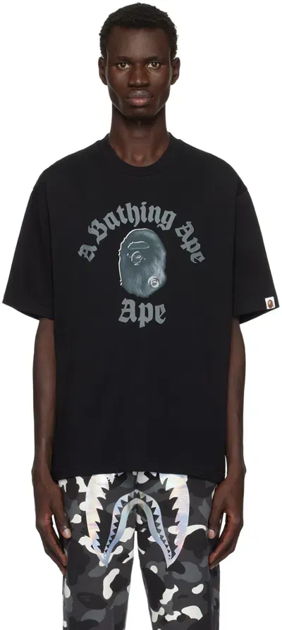 Bape Black Gothic College Relaxed Fit T-shirt