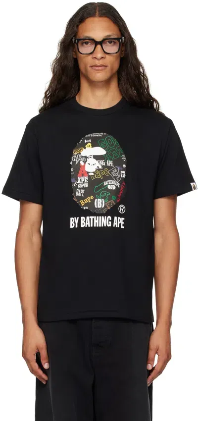 Bape Black Hand Drawn Pattern 'by Bathing Ape' T-shirt