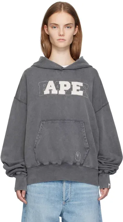 Bape Gray Pigment Dyed Oversized Pullover Hoodie