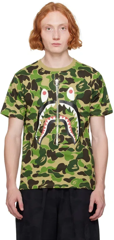 Bape Green Abc Camo Shark T-shirt