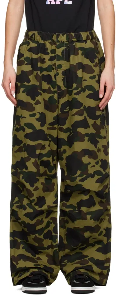 Bape Khaki 1st Camo Cargo Pants In Green