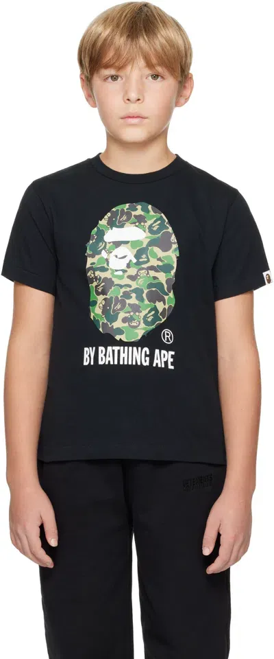 Bape Kids Black Abc Camo Milo 'by Bathing Ape' T-shirt In Blk-black