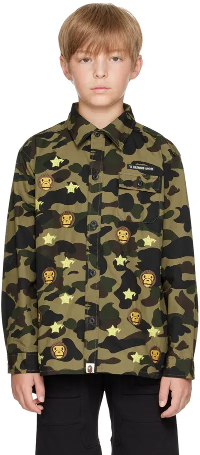 Bape Kids Green 1st Camo Baby Milo Sta Shirt