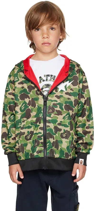 Bape Kids Green Abc Camo Reversible Hoodie