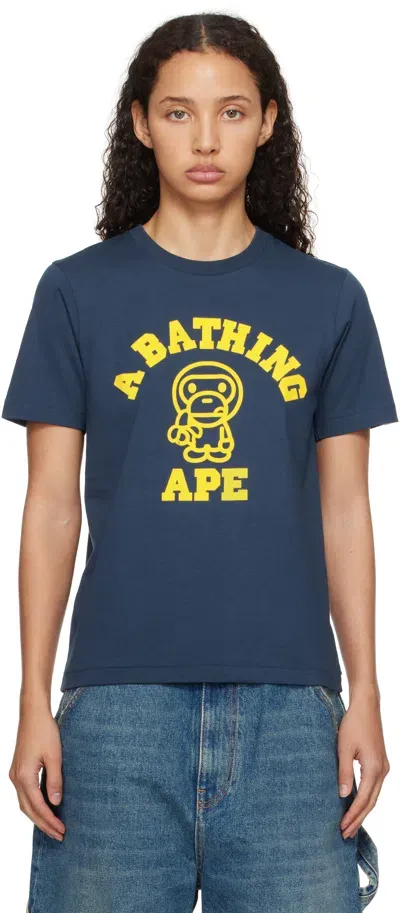 Bape Navy Baby Milo College T-shirt