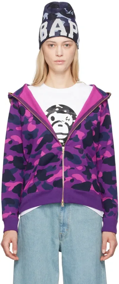 Bape Purple Color Camo Shark Hoodie