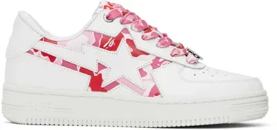 Bape White & Pink Sta Icon Abc Camo Sneakers