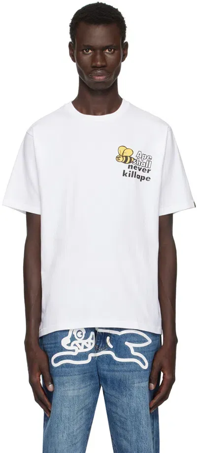 Bape White Asnka Bee Logo T-shirt