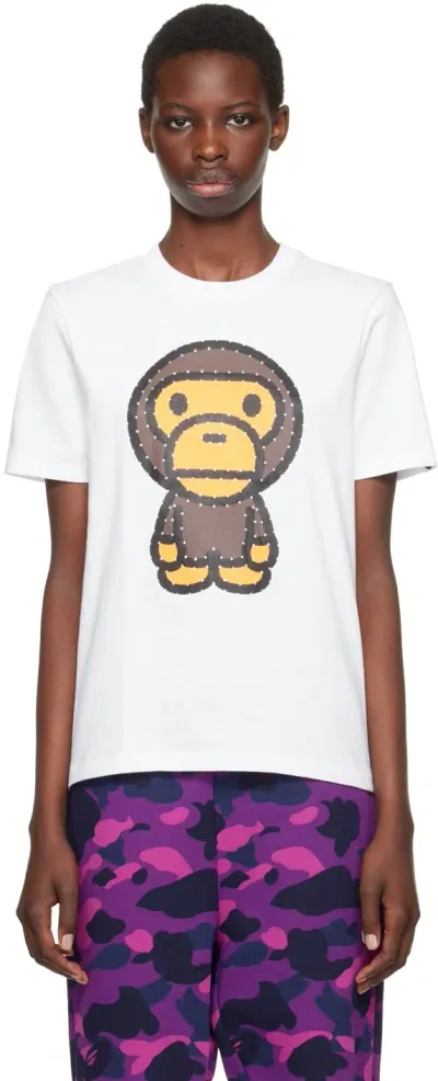 Bape White Crystal Big Baby Milo T-shirt