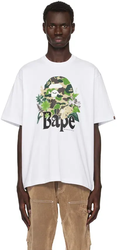 Bape White Flora Big Ape Head Relaxed Fit T-shirt