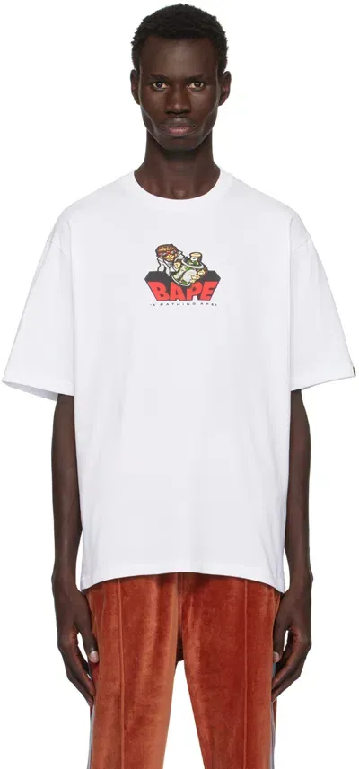 Bape White Graffiti  Logo T-shirt