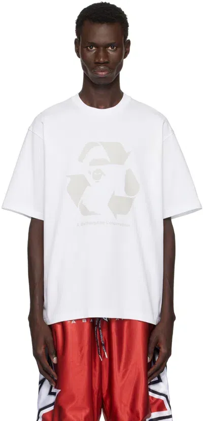 Bape White Recycle Motif Relaxed Fit T-shirt