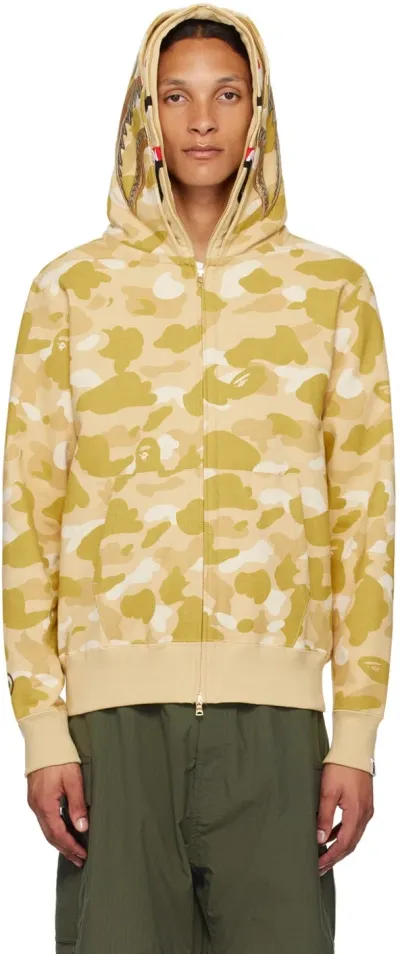 Bape Yellow Color Camo Double Shark Full Zip Hoodie