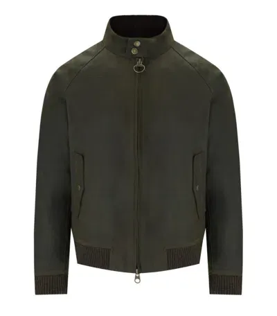 Baracuta Barbour X  Porton Wax Olive Green Jacket In Black