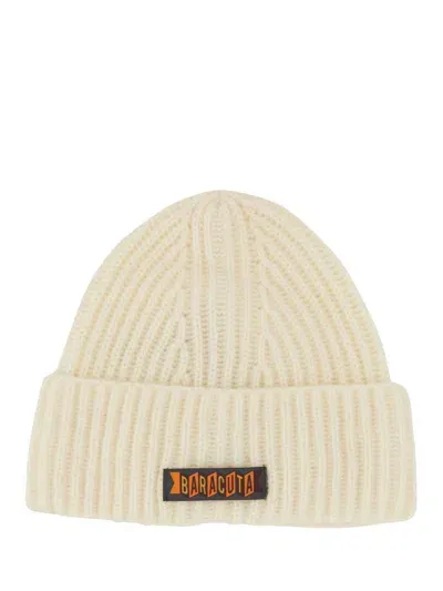 Baracuta Beanie Hat With Logo Patch In White