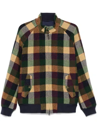 Baracuta Checked Bomber Jacket In Green