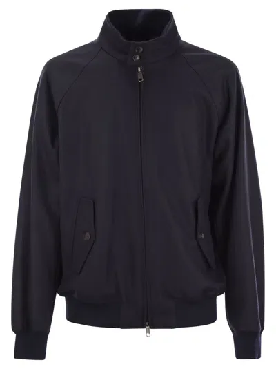 Baracuta Melton Wool Blend Bomber Jacket In Blue